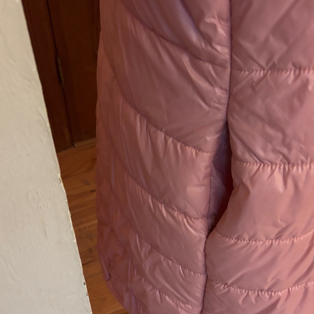 Pink Faux Fur Collar Women's Puffer Coat size L. - Picture 5 of 7